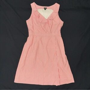 J.Crew seersucker dress size 8 pink and cream faux wrap